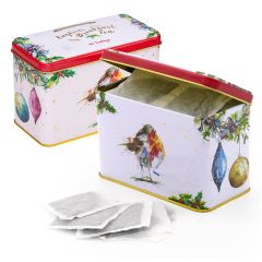 Set of 2 Winter Robin Tea Tin