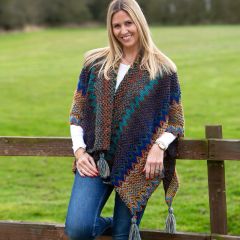 Teal Tassels Jacket Poncho