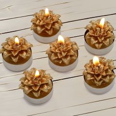 Gold Poinsettia Tealights Set of 6