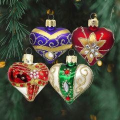 Ornate Heart Bauble Set