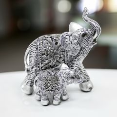 Silver Elephant With Baby