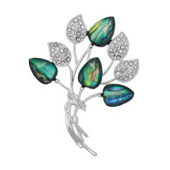 Crystal and Abalone Flower Brooch