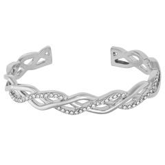 Interlinked Twist Sparkle Cuff Bangle