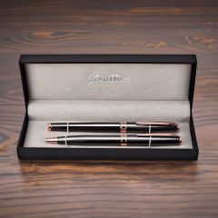 Stratton Rollerball & Ballpoint Pen Set - Black & Gold