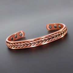 Mens Herringbone Copper Bangle