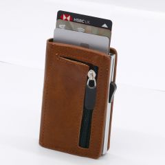 Mens Pop Up Credit Card and Coin Wallet Tan