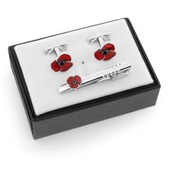 Mens Poppy Cufflink and Tie Pin