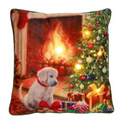 Labrador Puppy with Tree Cushion