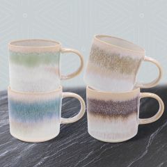 Set of 4 Reactive Glaze Stacking Mugs