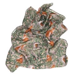 Winter Fields Owl and Fox Chiffon Scarf