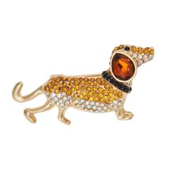 Dachshund Crystal Brooch