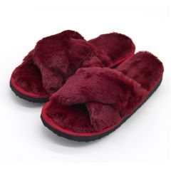 Red Plush Crossover Slipper