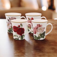 Redoute Rose Mugs set 4